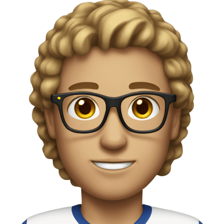 a white sportif with short brown hair and gold glasses emoji