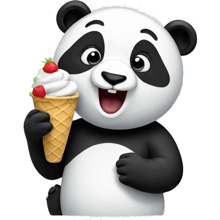 Panda eating ice cream emoji