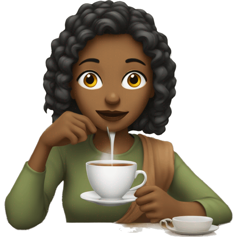 Girl sipping tea emoji