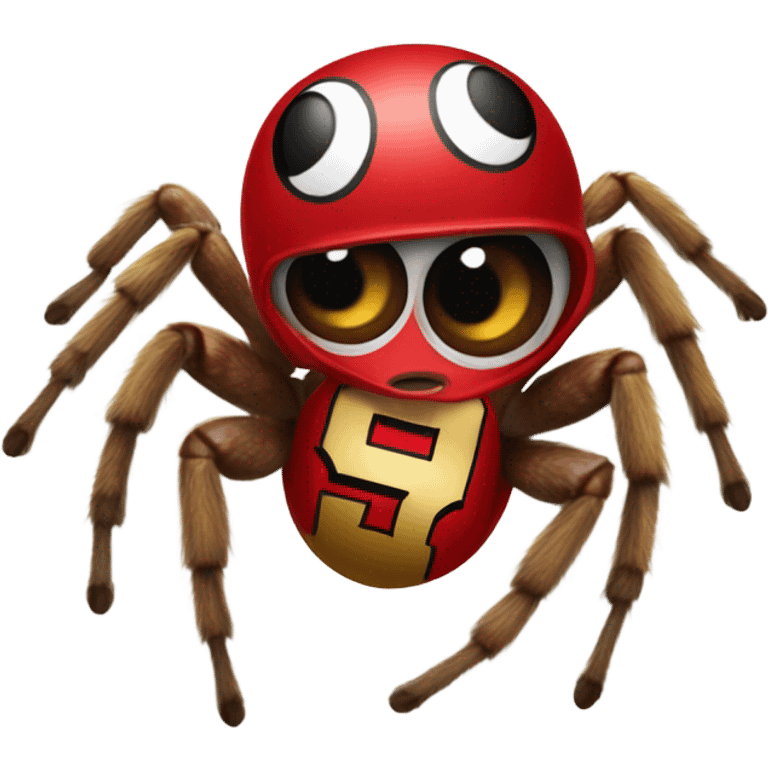 Jumping spider with 49ers jersey emoji