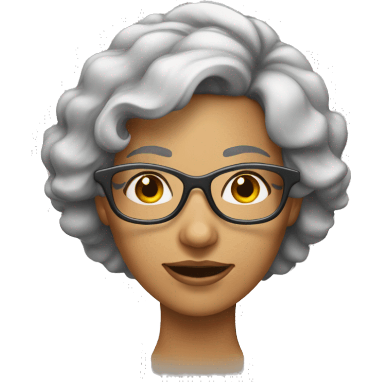 Femme âgée avec des  lunettes cheveux courts gris  emoji