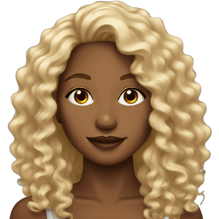 Beautiful brown skin woman with long blonde curly hair emoji