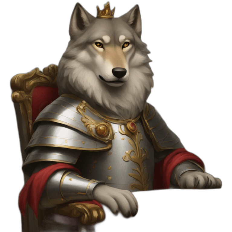 Wolf like a king at painting emoji