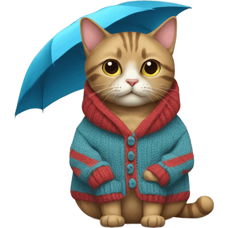 cat in a sweater with an umbrella emoji