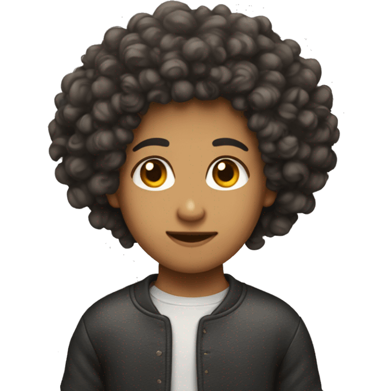 Shrug emoji but lightskin with a curly fro emoji