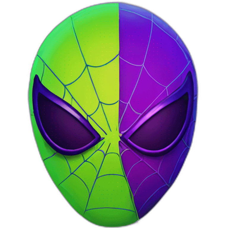 Lemon green and purple neon Spiderman emoji