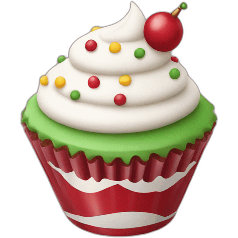 Happy Christmas cupcake emoji