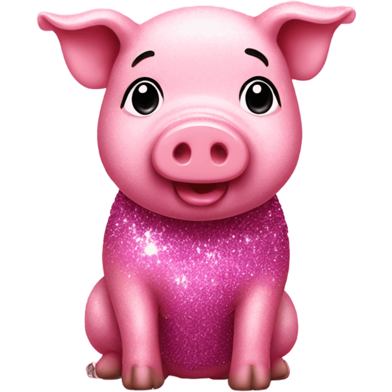 Pink full body pig with glitter emoji