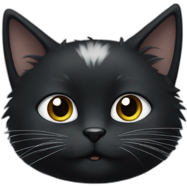 Black cat with white paws and white tuft on chest emoji