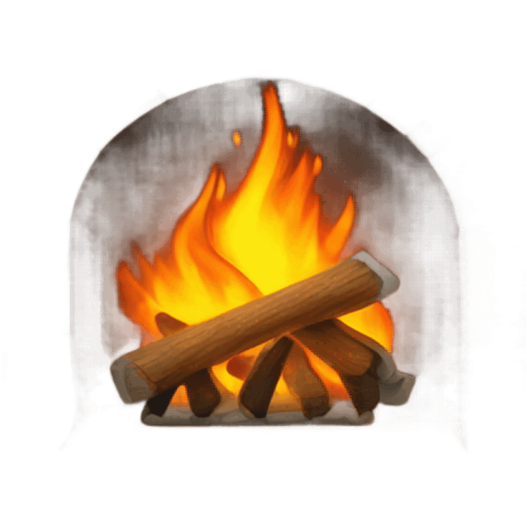 Fireplace logs with flame emoji