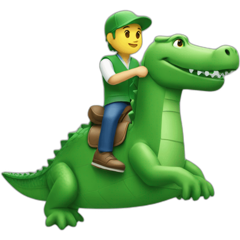 Guy using lacoste riding in crocodile emoji