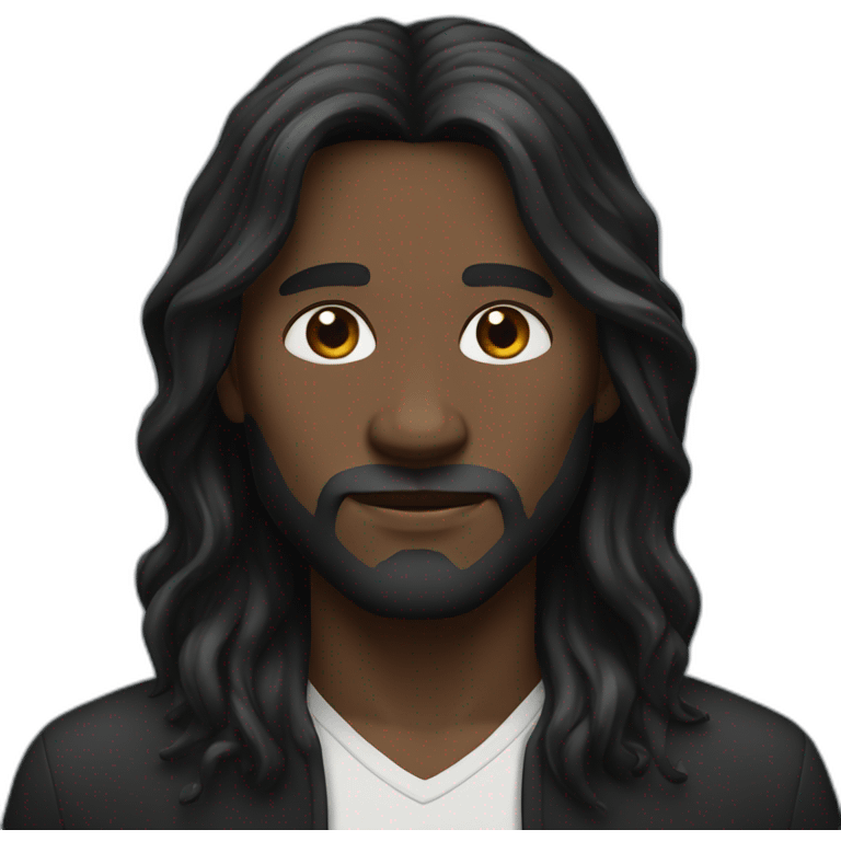 Straight black long haired man with white skin emoji