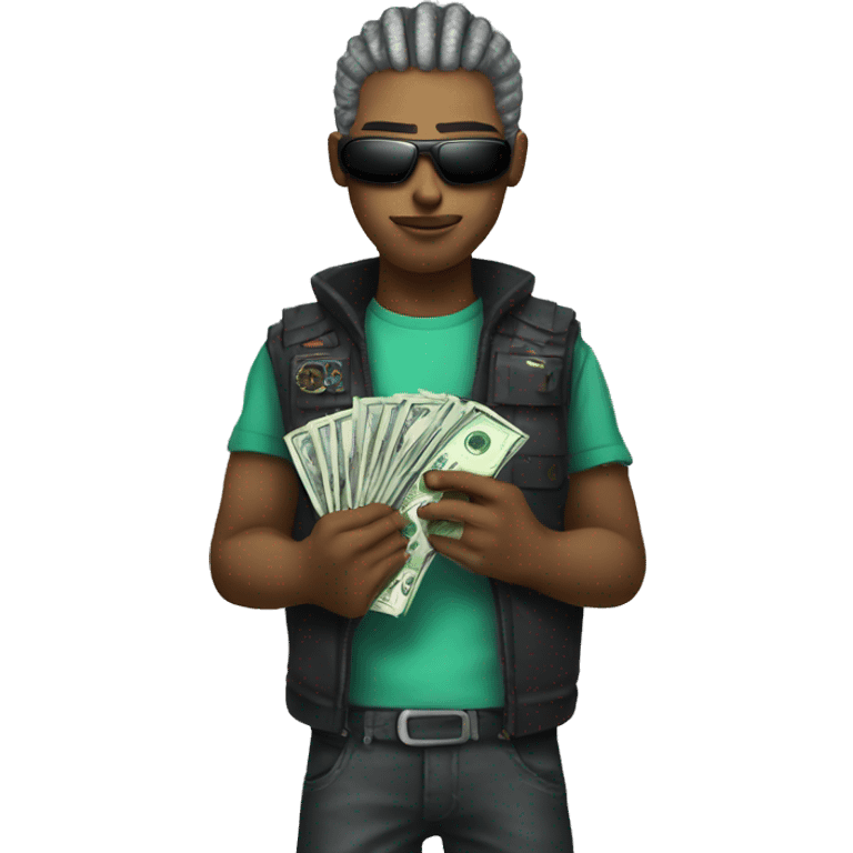 cyber punk holding a dollar emoji