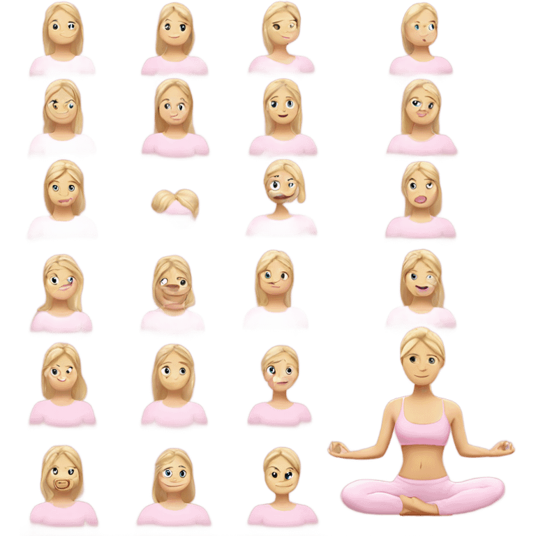 blonde yoga girl light pink clothes n emoji