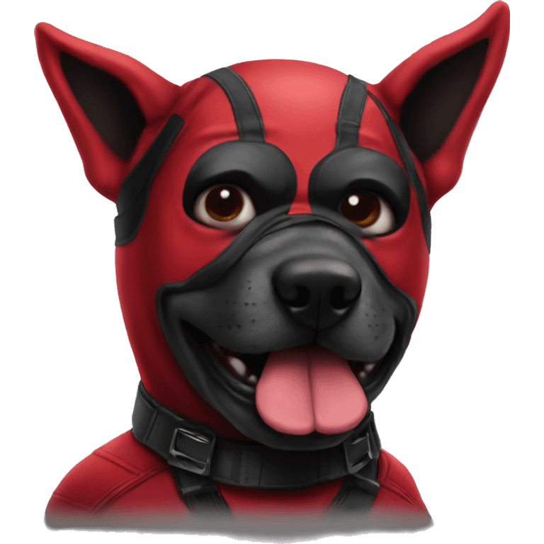 one Deadpool  dog Face with a Deadpool mask emoji