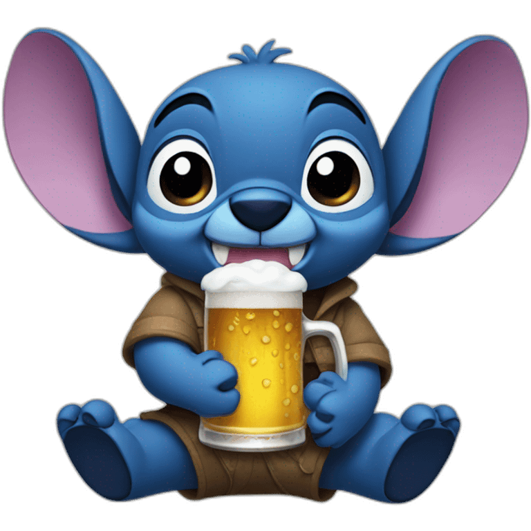 stitch drinking beer emoji