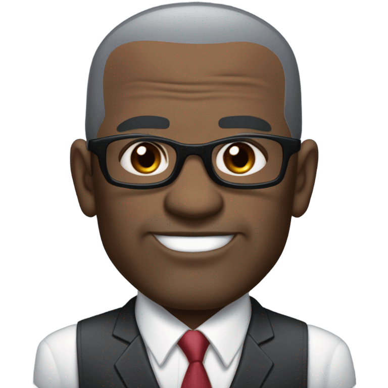 old deon sanders with small round face and suit and glasses and buzz cut and small eyes and over 50 small gray bearded and small black eyes and wrinkled forehead emoji