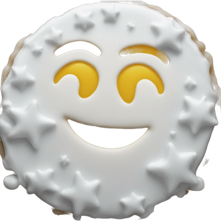 Smiley face emoji covered in icing emoji