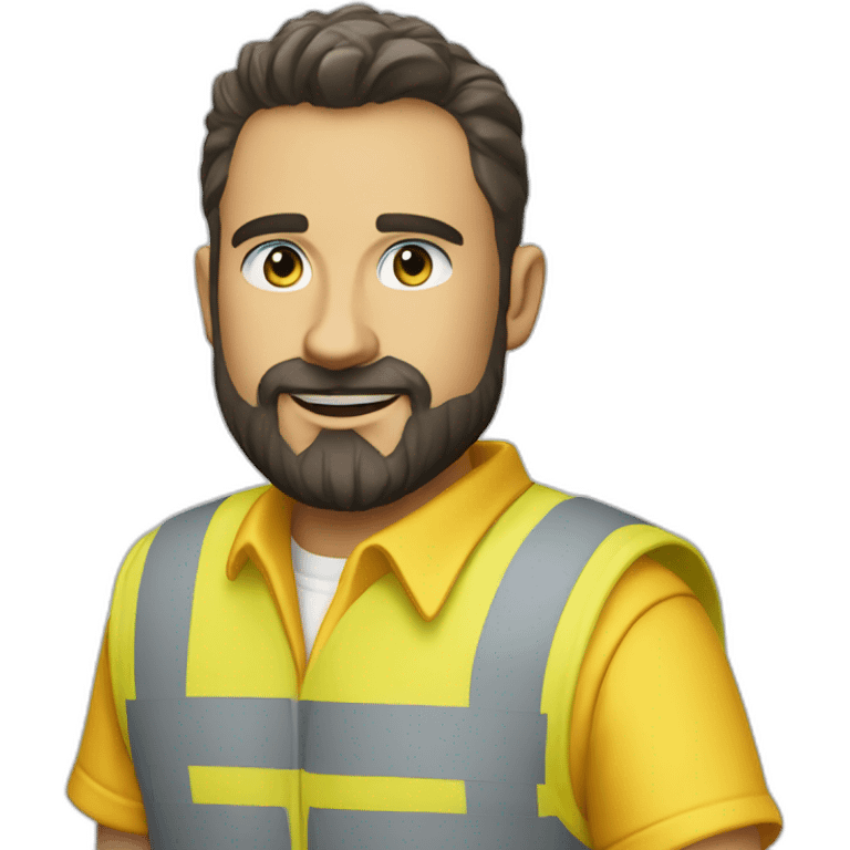 Ikea coworker blue eyes beard manager man blue stripes t-shirt and yellow security vest emoji