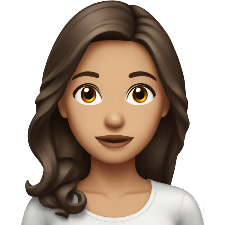 Brunette girl with brown eyes getting ready  emoji