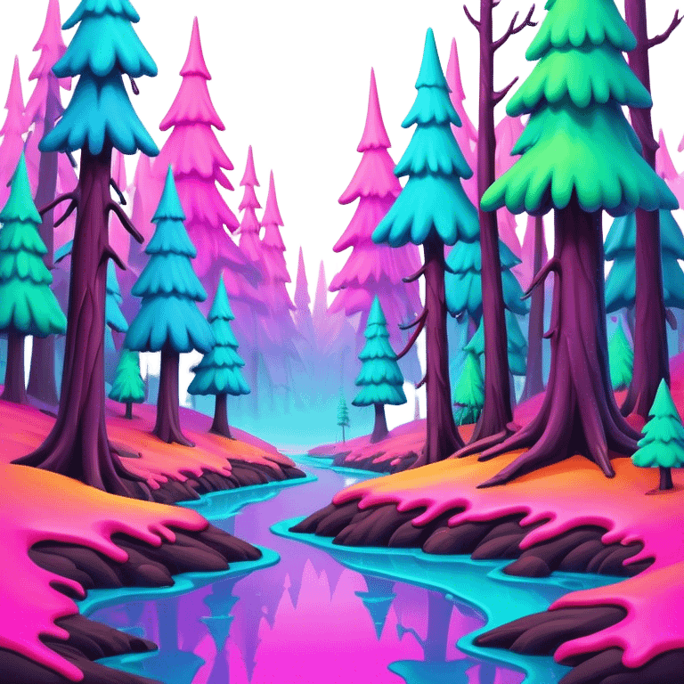 melting neon colors surreal forrest landscape emoji