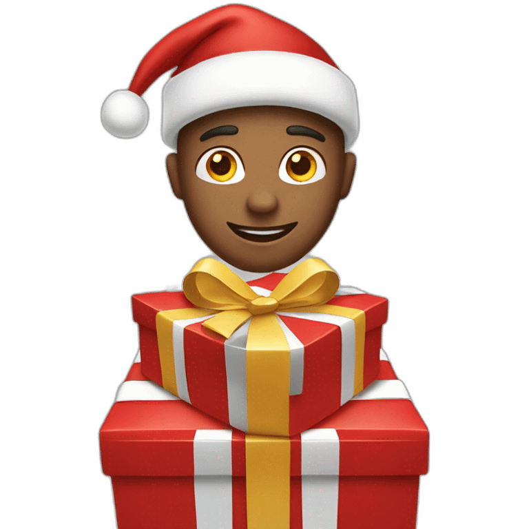 white man giving gifts wearing santa hat emoji