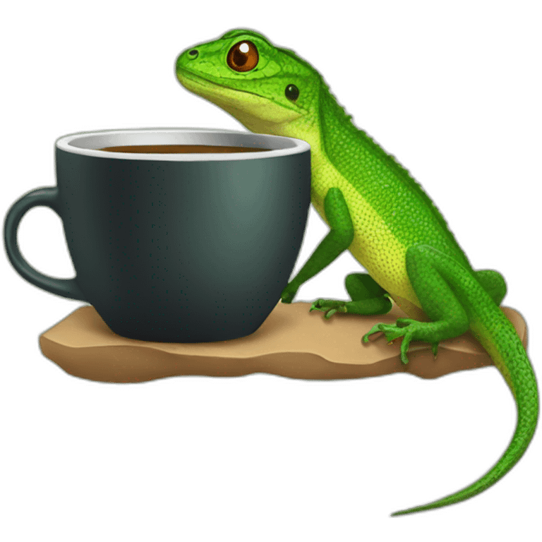 lezard drinking a cup of coffee emoji