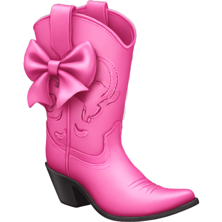 Coquette pink cowboy boot with bow emoji