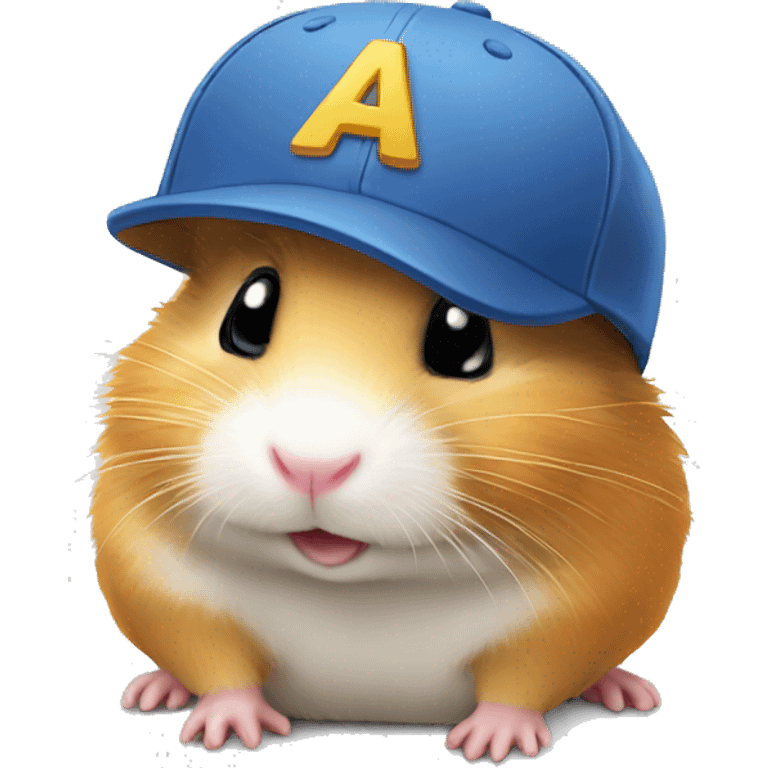 A hamster with a cap, with a Disney inscription on the cap. emoji