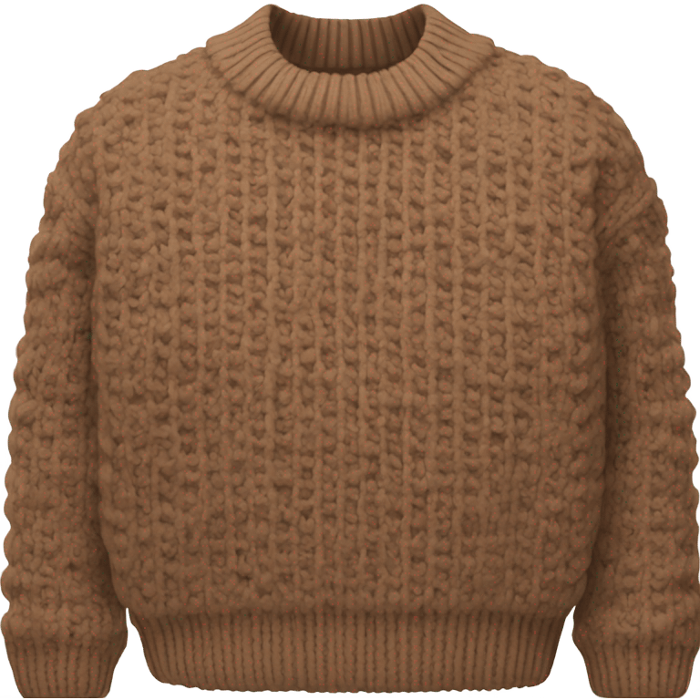 Brown cropped oversize wool sweater, isolated emoji