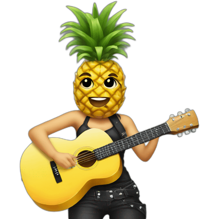 a female punk pineapple playing guitar emoji