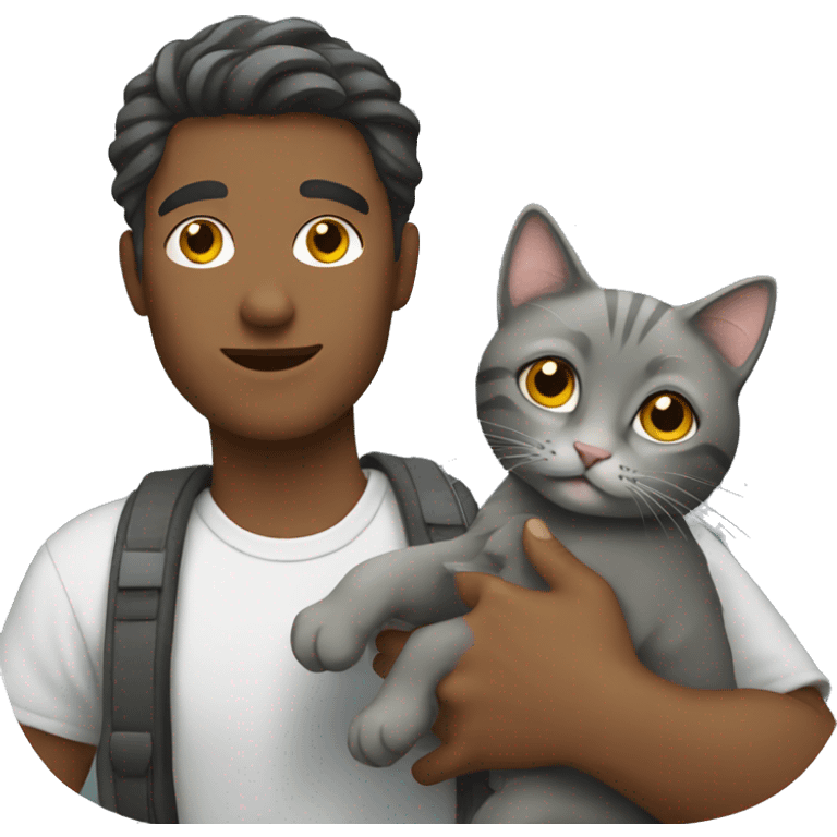 Guy holding grey cat emoji