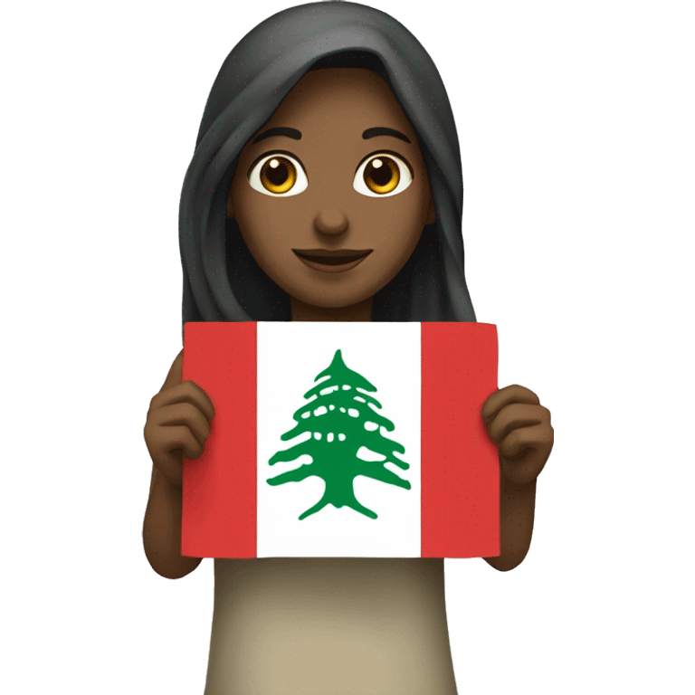 A girl holding the Lebanese flag  emoji