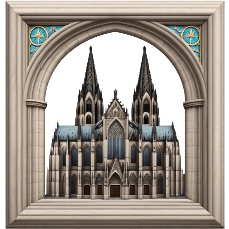 Cinematic Realistic Cologne Cathedral Landmark Emoji, showcasing Gothic architecture rendered with detailed stone textures and majestic, dynamic lighting. emoji