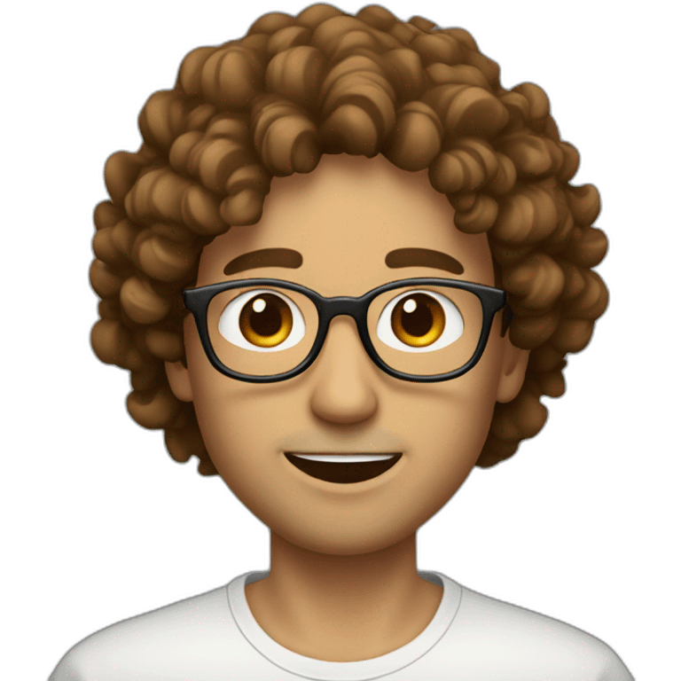 male with brown curly hair with a small brown Beard and round glasses eating cousous emoji