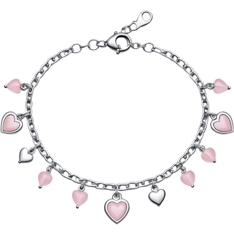 Dainty silver and light pink charm bracelet  emoji