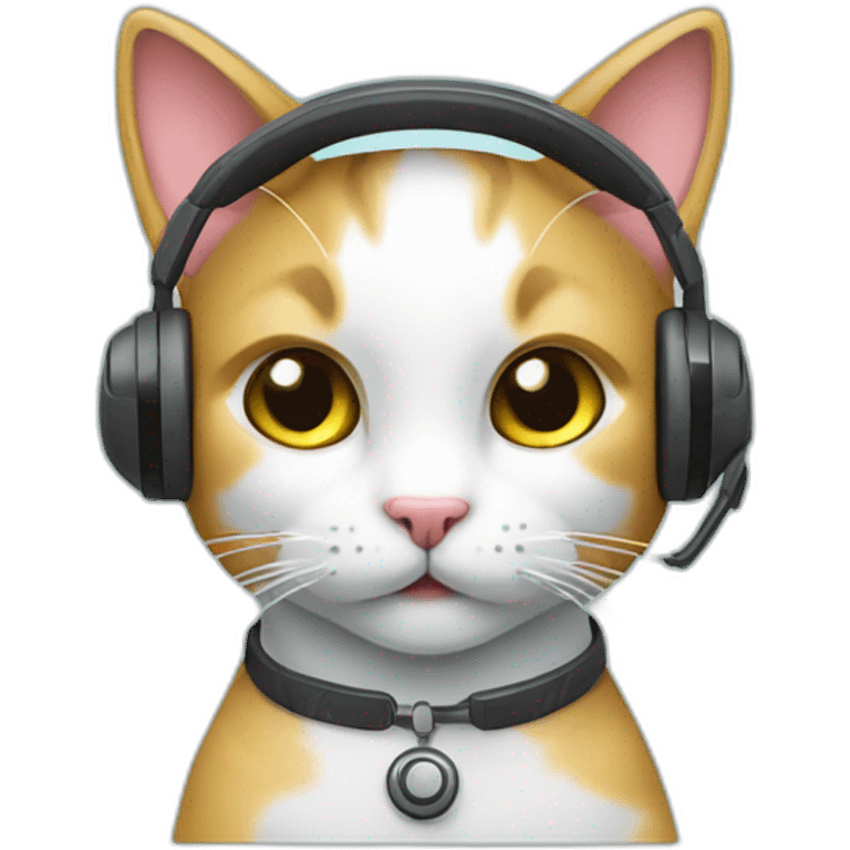 Call center operator cat with a headphone emoji