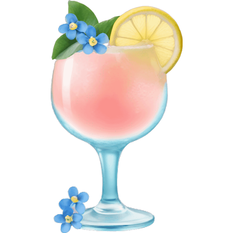 pink lemon large cocktail with blue small flowers  emoji