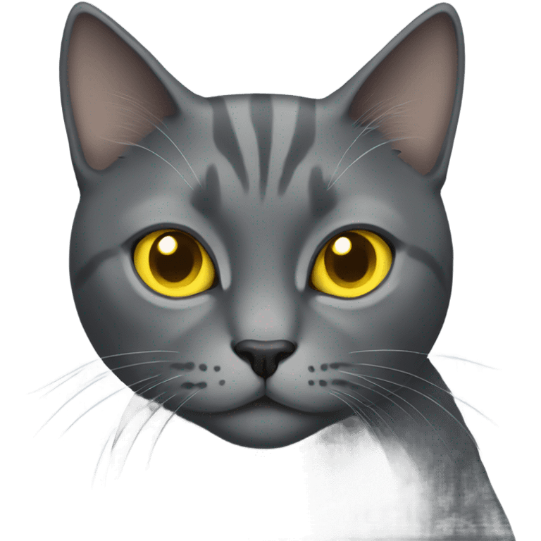 Grey cat with yellow eyes emoji