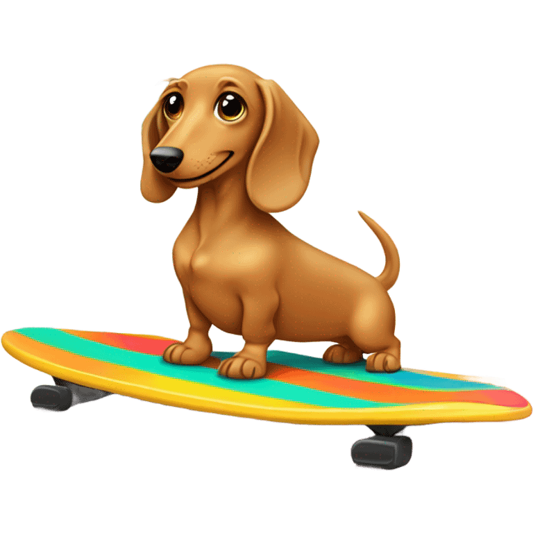 Long haired light hair weenie dog surfing emoji