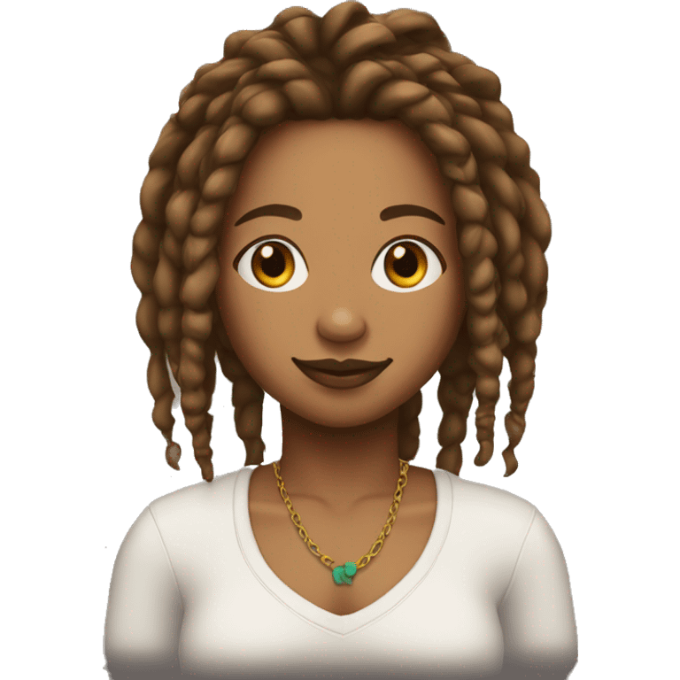 A chingy girl with dreadlocks with brown skin tone emoji