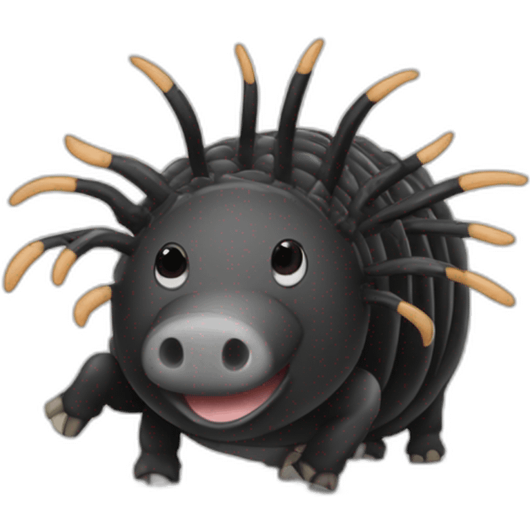 Black pig armadillo cow centipede insect with white back emoji