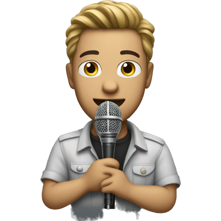 The sound engineer holds a microphone in his hands emoji