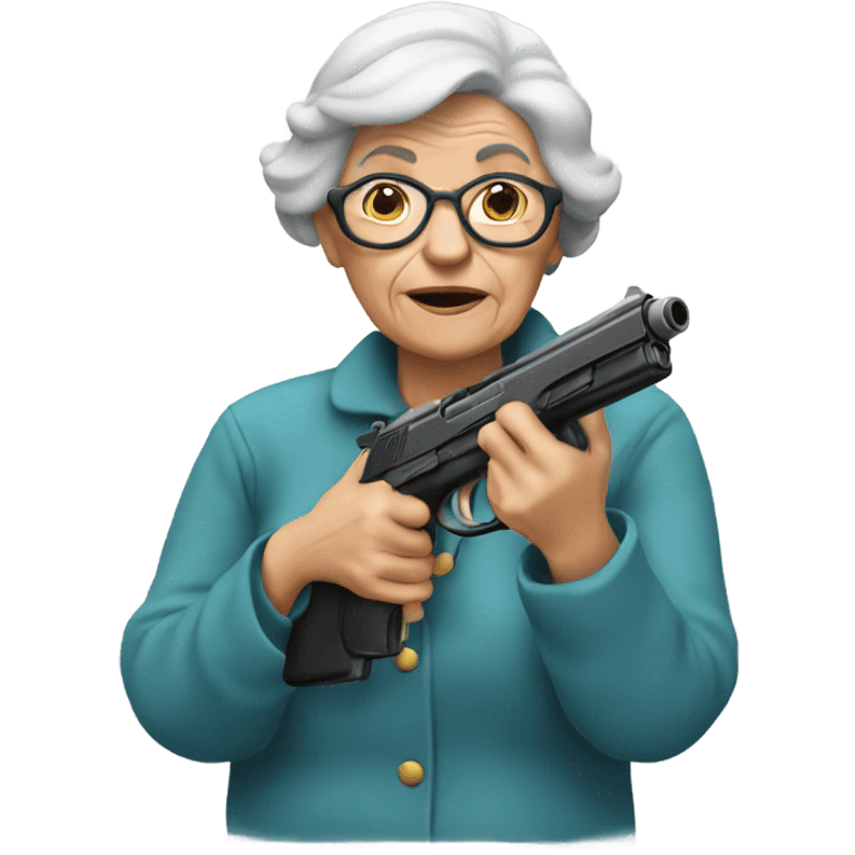 Old lady holding a gun emoji