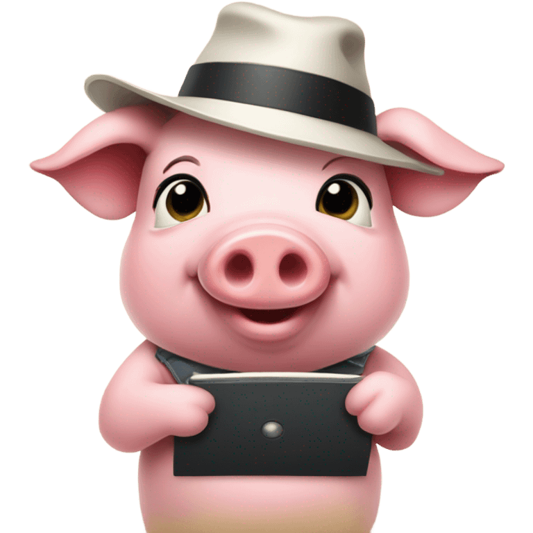 Pig dressed as a news reporter  emoji