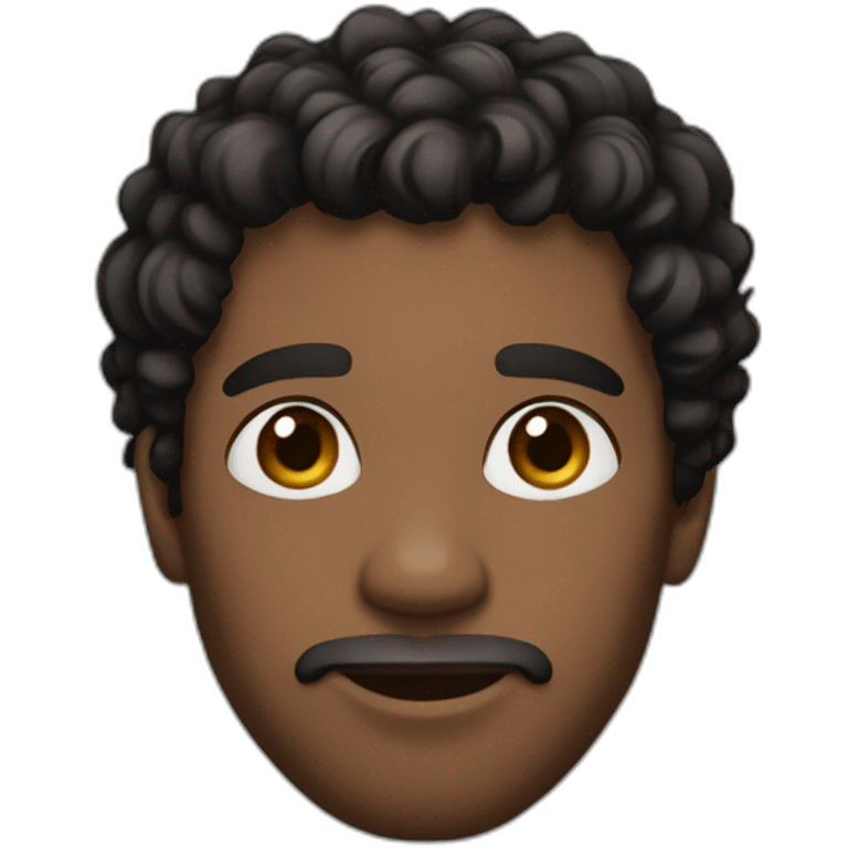 brown skin man with mi long black curly hair emoji