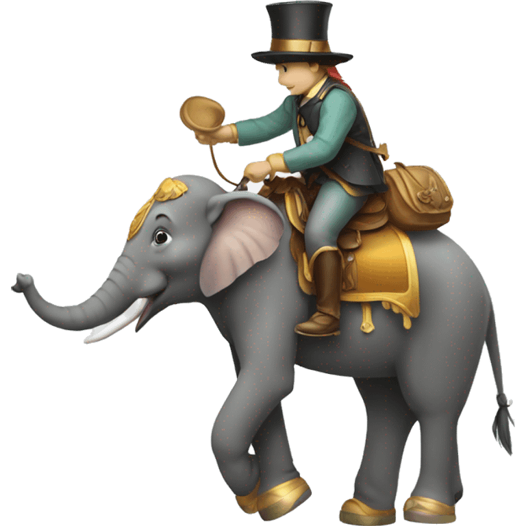 Éléphant with a hat riding a horse emoji