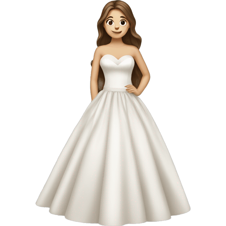 Create a wedding dress emoji with a girl with brown hair  emoji