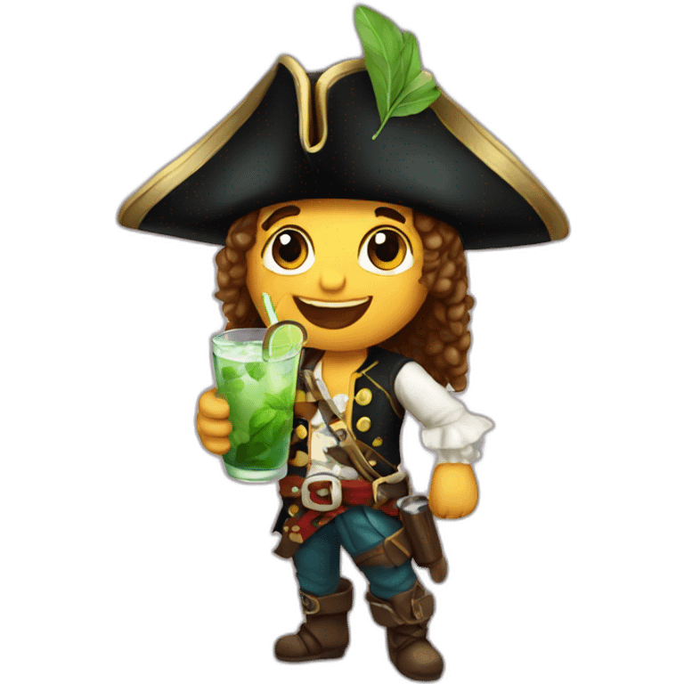 young pirate drinking mojito emoji