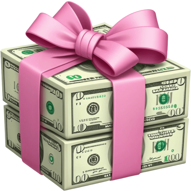 money stack wrapped with pink bow emoji